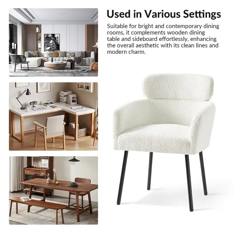 Amos Modern Boucle Dining Chair with Adjustment Feet by HULALA HOME