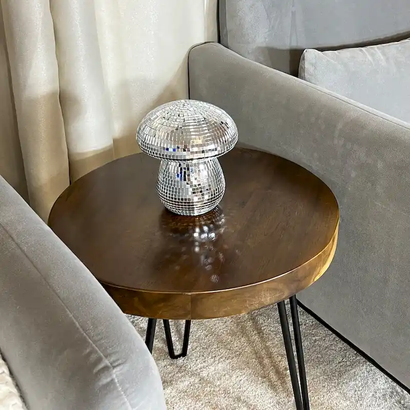 Greenage Teak End Table Solid Live Edge Side Table