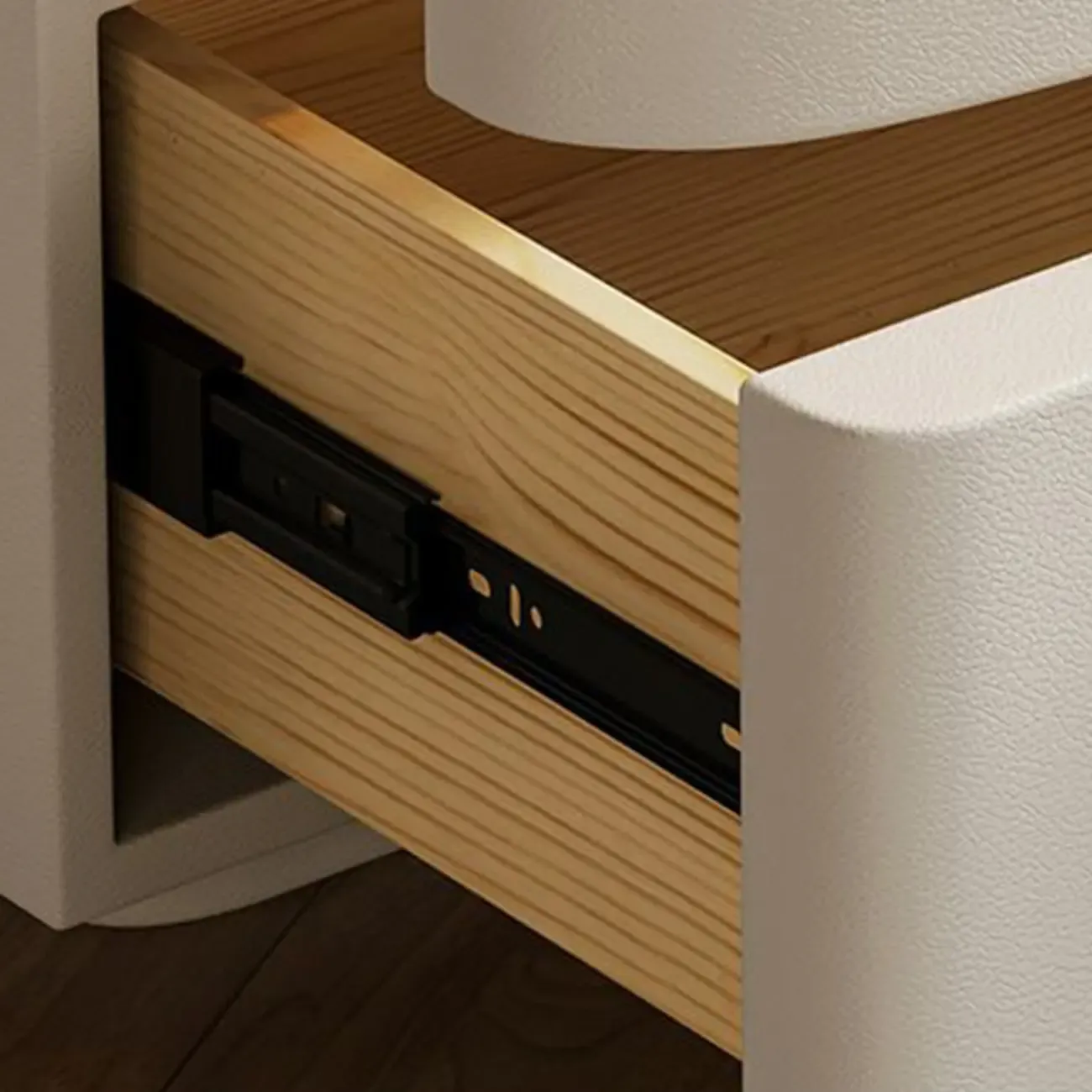 Modern White Waved Wood 3-Drawer Nightstand