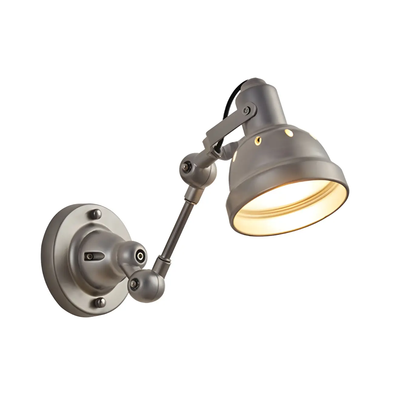 Industrial Metal Silver Adjustable Swing Arm Wall Light