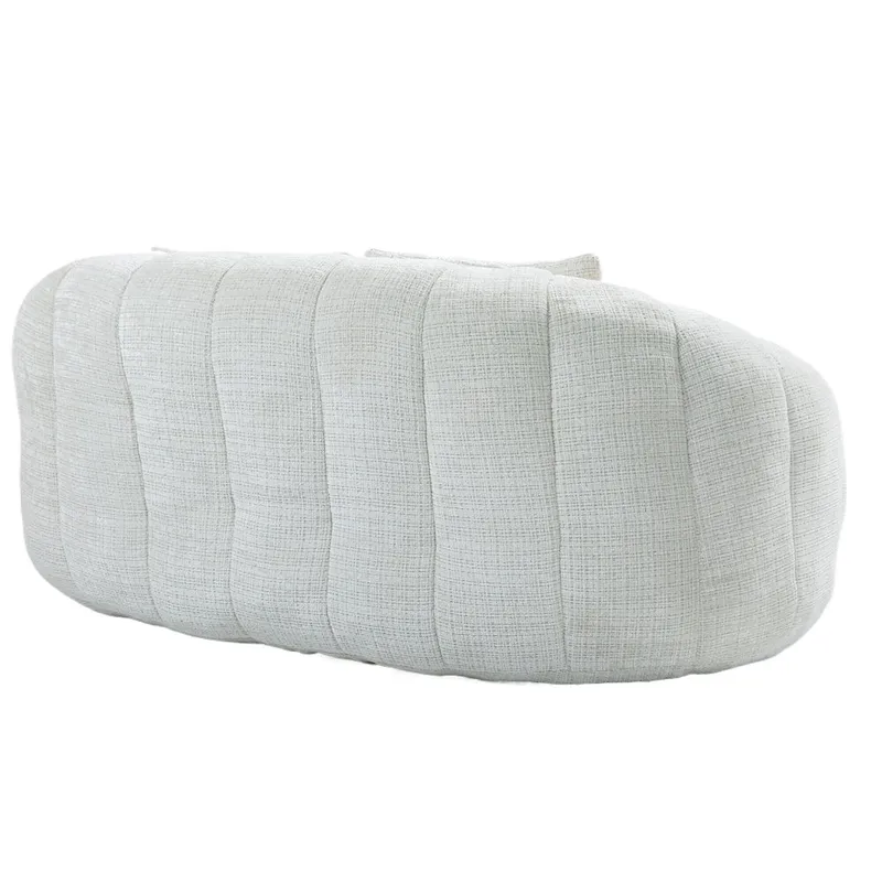 Beige 59.05 Chenille High Back Loveseat Chaise Lounge Chair