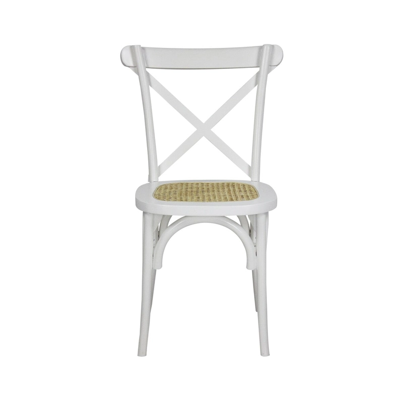 Colmar Classic Traditional X-Back Wood Rattan Dining Chair, Natural (Set of 2) by JONATHAN Y