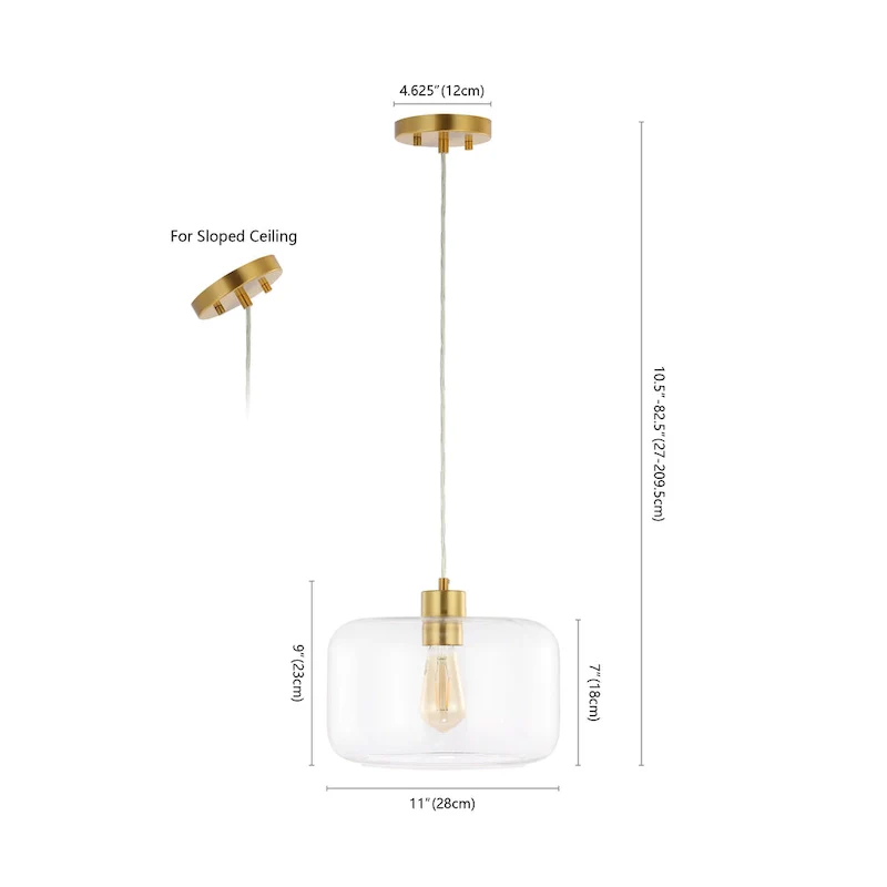 SAFAVIEH Lighting Dashurie 11-inch Pendant - 11  W x 11  D x 11-83  H - Gold/Clear - 11Wx11Dx83H