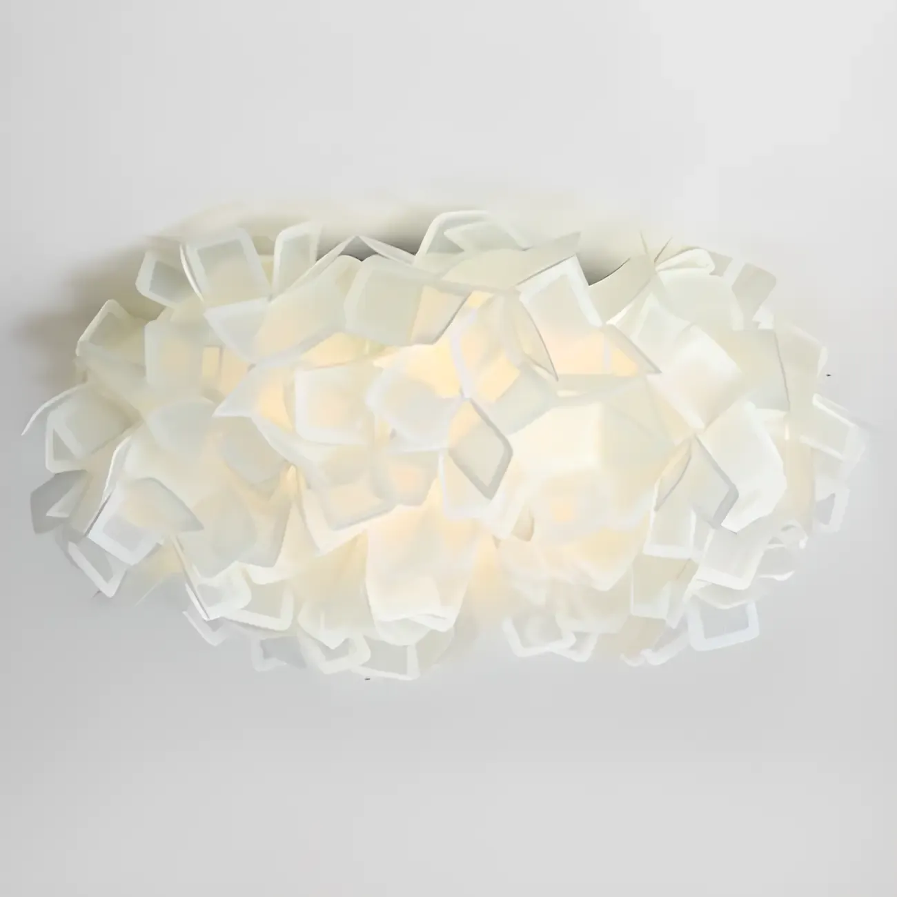 Art Deco White Geometric Plastic LED Flush Mount Ceiling Light