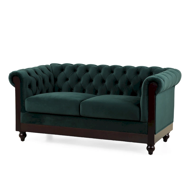 Eviva Chesterfield Velvet Loveseat Sofa by Christopher Knight Home