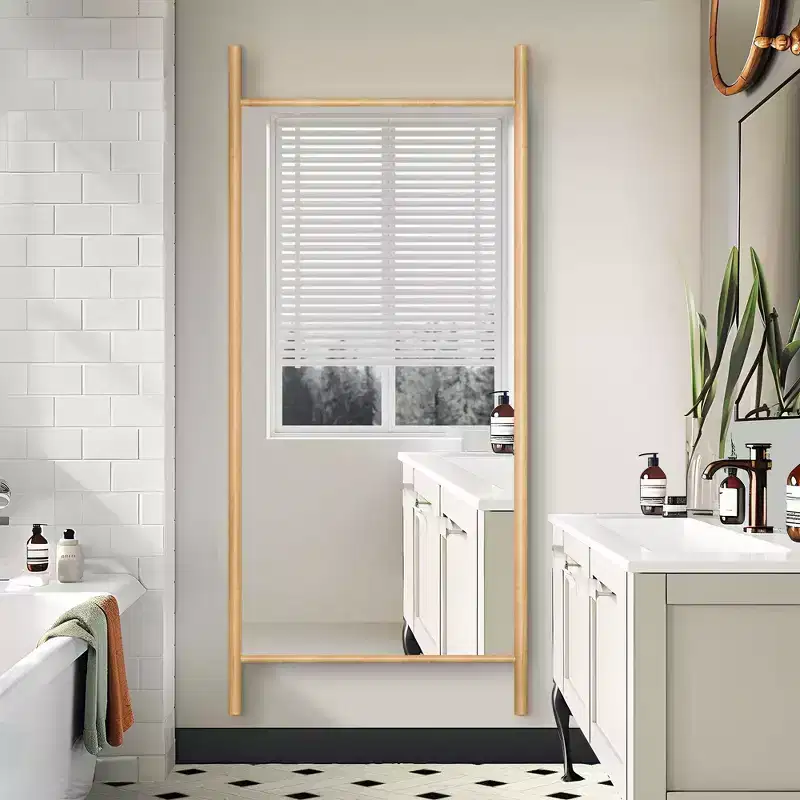 PexFix 31 in. W x 71 in. H Ladder-Style Solid Wood Framed Mirror in Brown