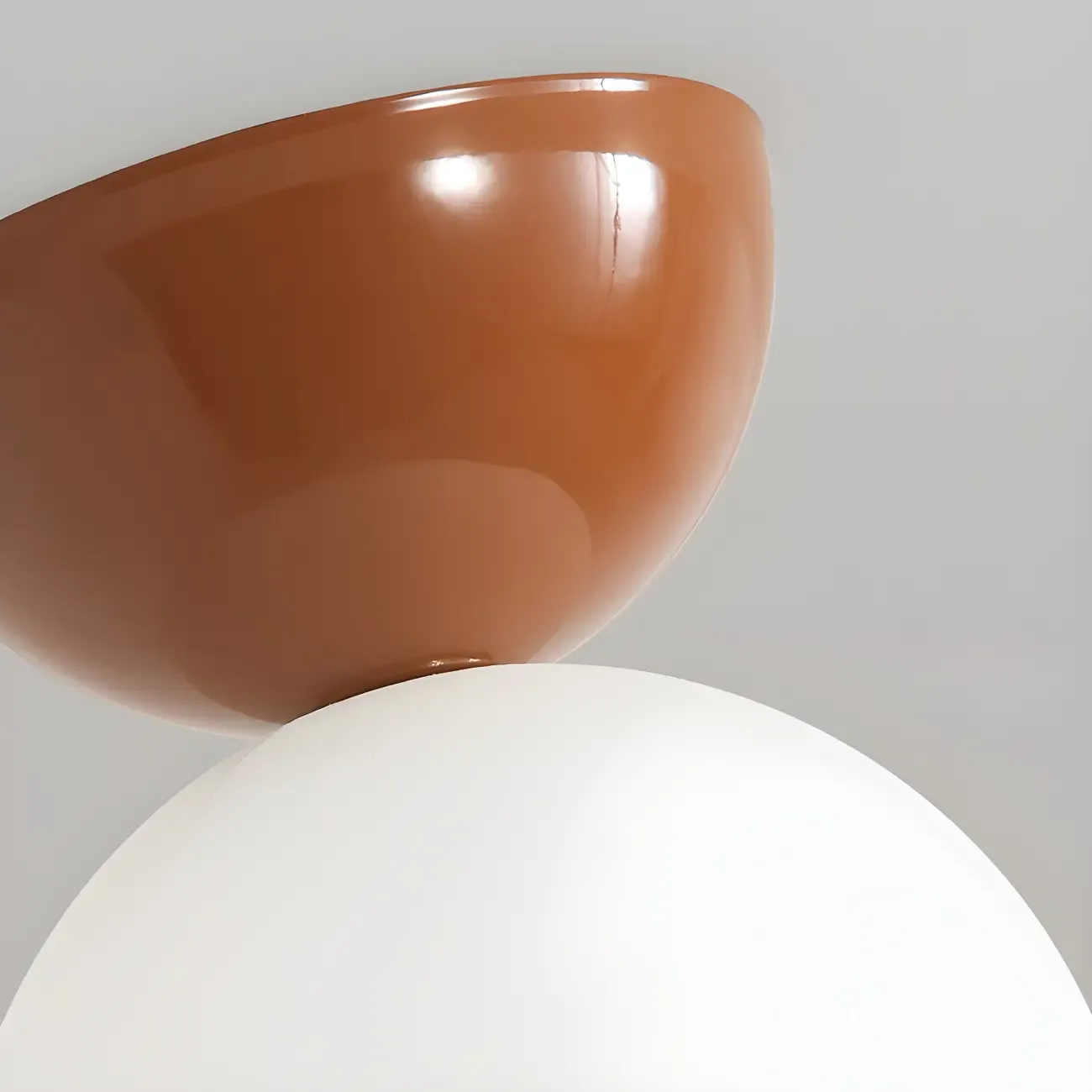 Simple White Ball Shade Metal Semi Flush Ceiling Light