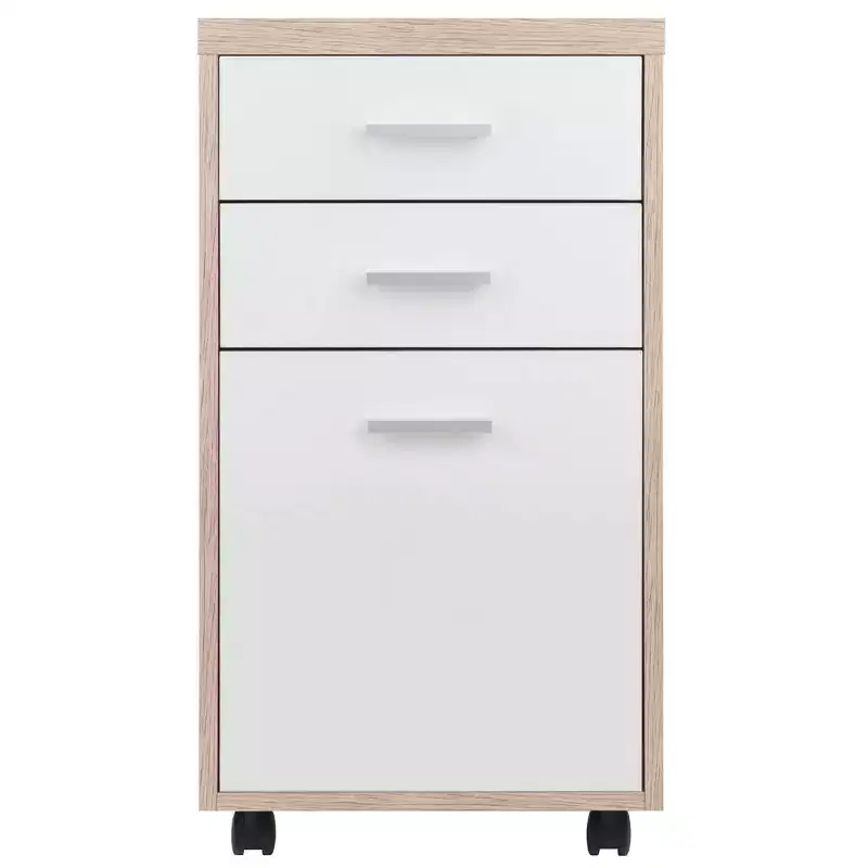 3pc Kenner Set Modular Desk with 2 Drawer & 3 Shelves Reclaimed Wood - Winsome