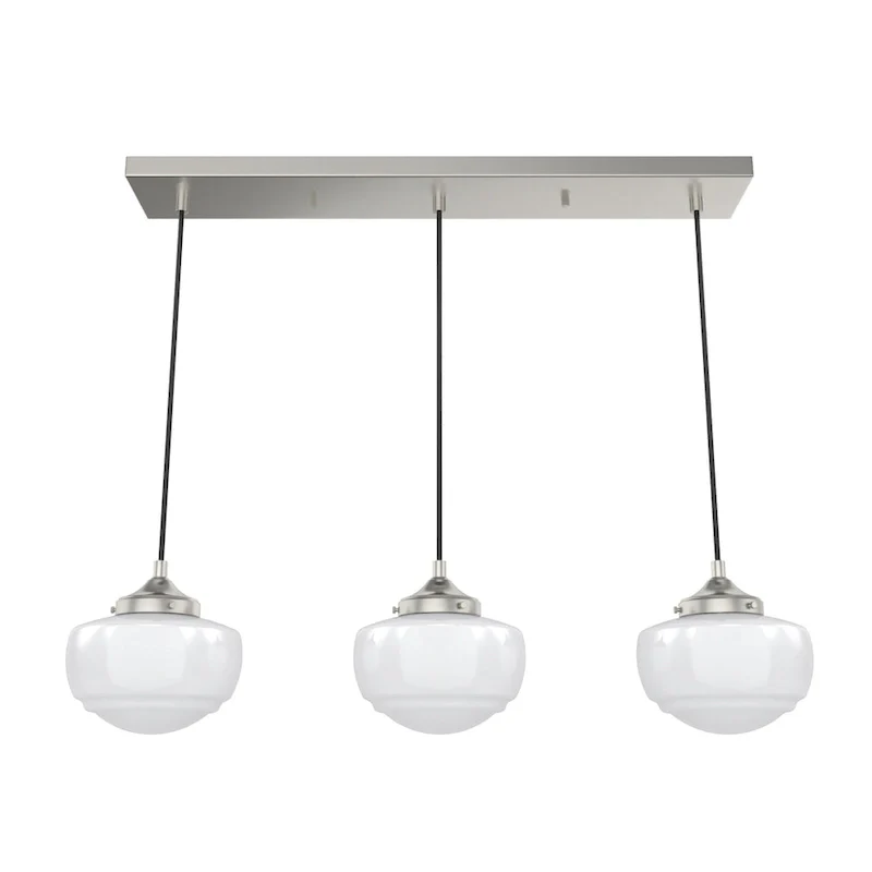 Hunter Saddle Creek 3-Light Linear Cluster Pendant - Kitchen Island, Dining Room - Modern Schoolhouse, Transitional