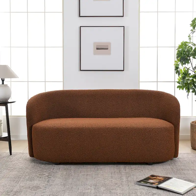 KINWELL Sherpa Upholstered Loveseat Boucle Sofa Couch, 68W