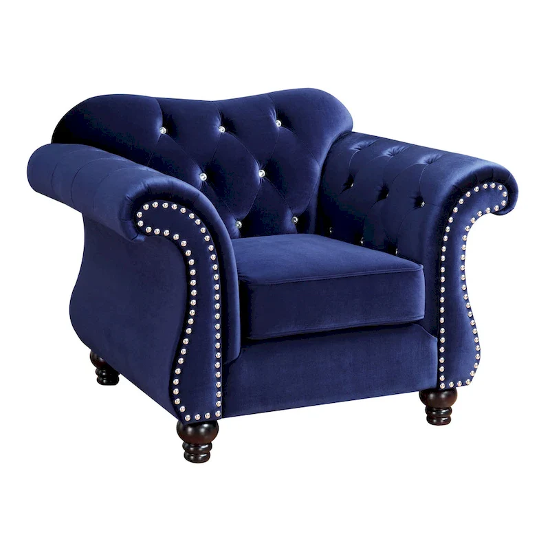 Traditional Fabric Felt Button Tufted Armchair