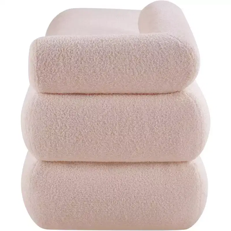 Meridian Furniture,Kennedy Faux Shearling Teddy Fabric Bench