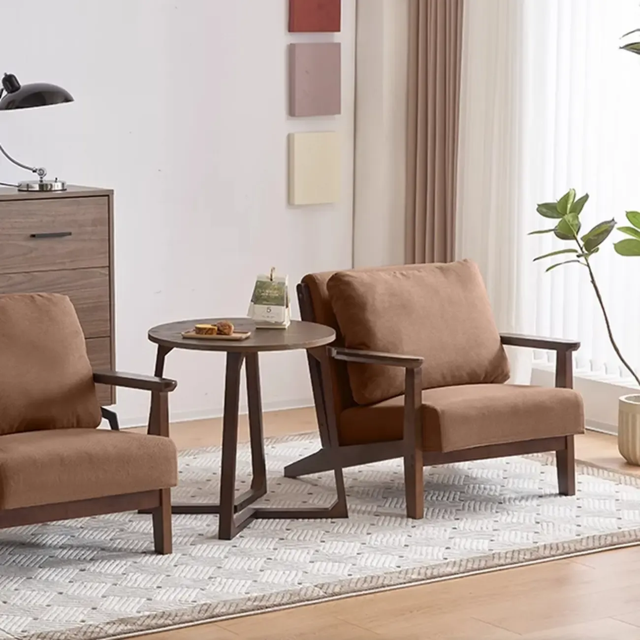 Modern Arm Chair Cotton Linen Living Room