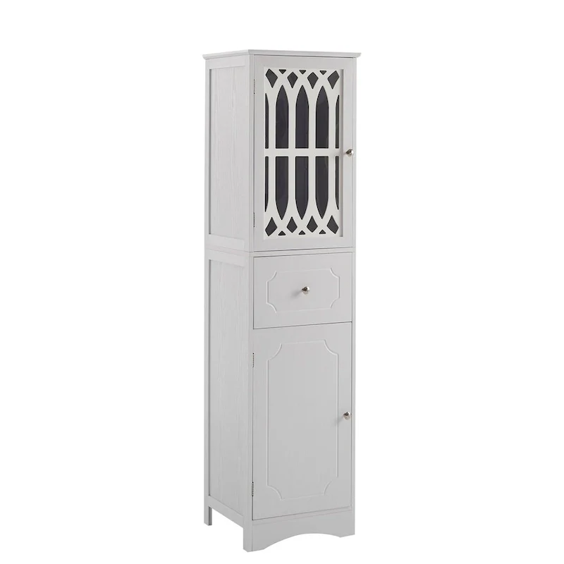 64 Tall Freestanding Bathroom Cabinet with Drawer and Adjustable Shelf