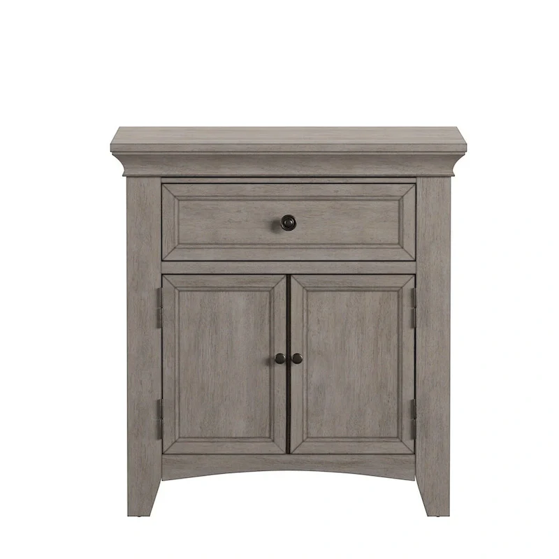 Nightstand with Charging Station, 1 Drawer & Cabinet, Rubberwood, 28"W x 30"H, 6 Colors