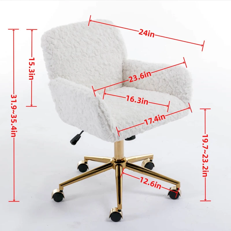 A&A Furniture Office Chair: Upholstered Desk Chair and Golden Metal Base