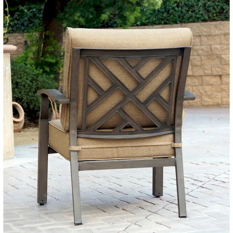 Brooklyn 4-Piece Patio Conversation Set with Cushions and 32 x 50  Rectangular Propane Fire Pit Coffee Table