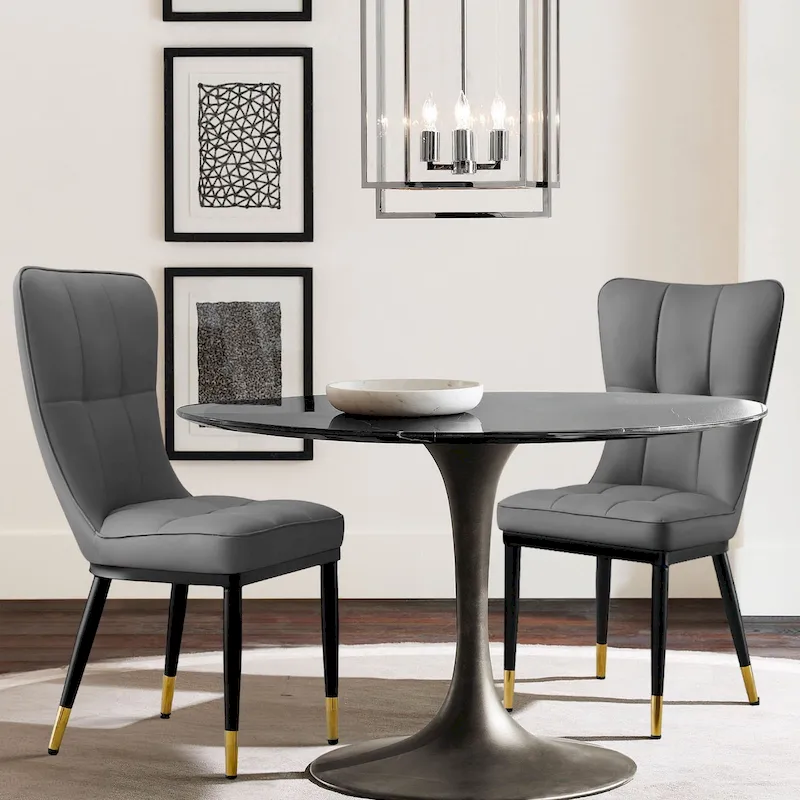 Upholstered Dining Chairs Set of 2 with Metal Legs