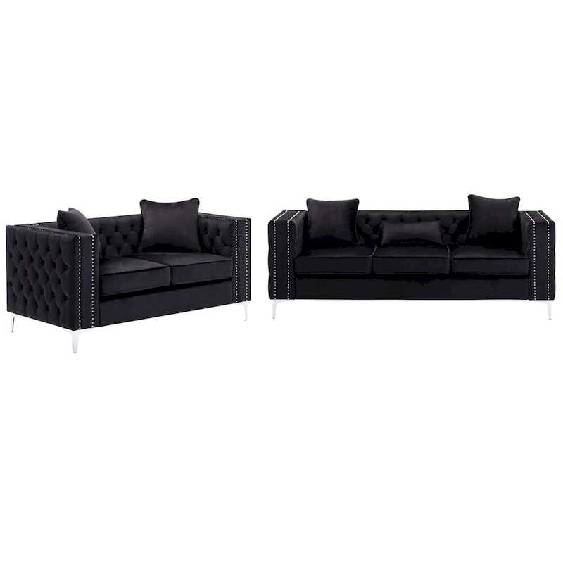 Velvet Fabric Sofa Loveseat Living Room Set