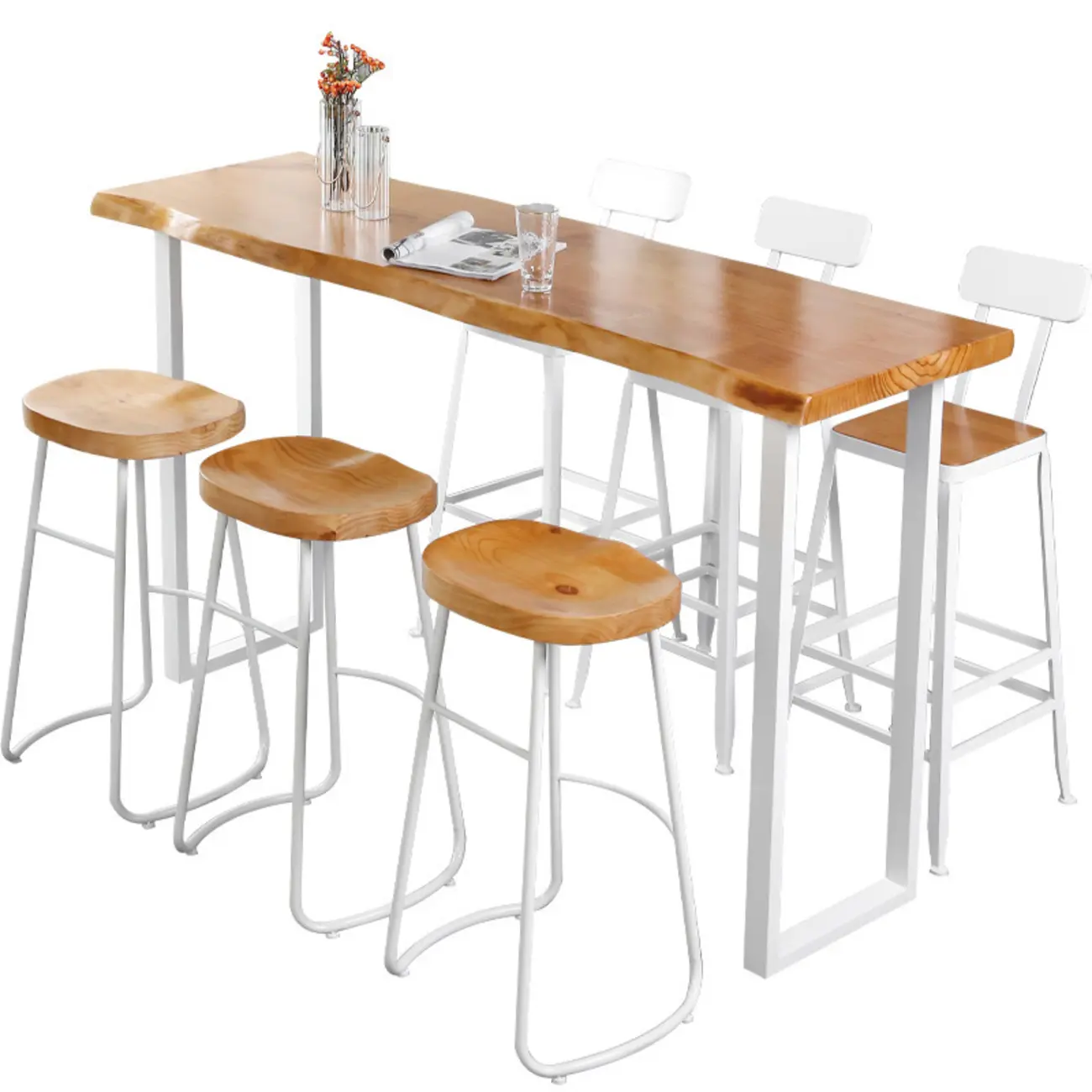 Scandinavian Hardwood Pub Table with Sled Base