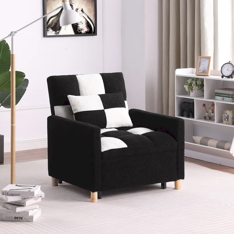 Convertible Sleeper Sofa Chair Bed, Adjustable Chair with Pillow, Multi-Functional Sleeper Chair