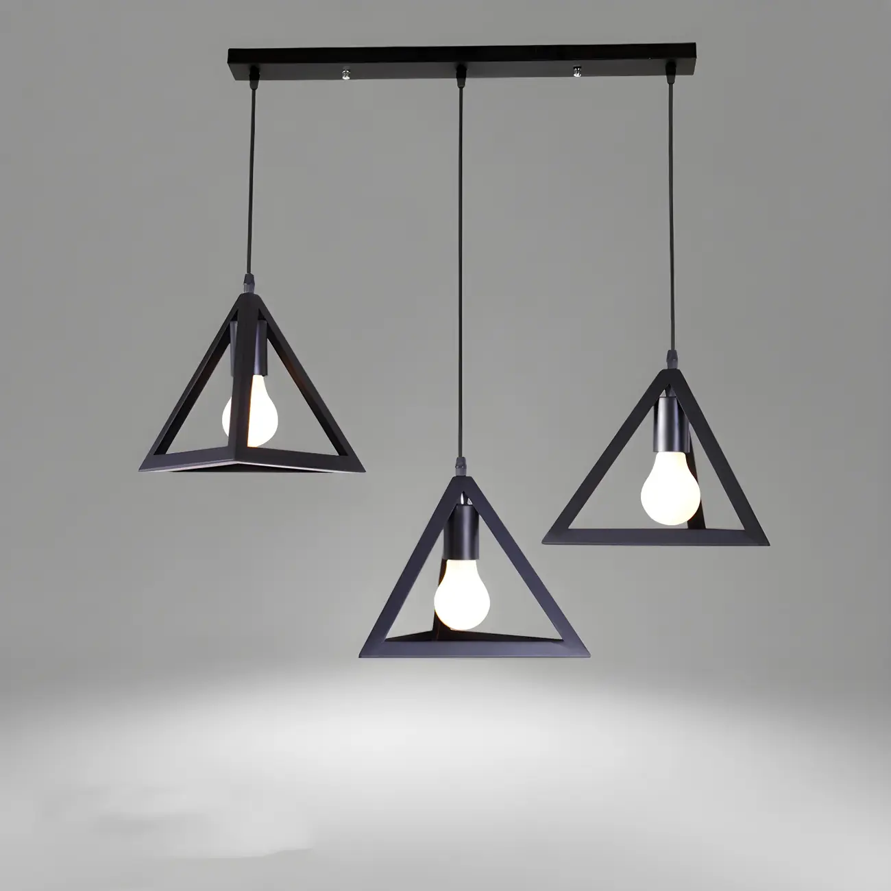 Industrial Black Metal Geometric Kitchen Island Pendant Light