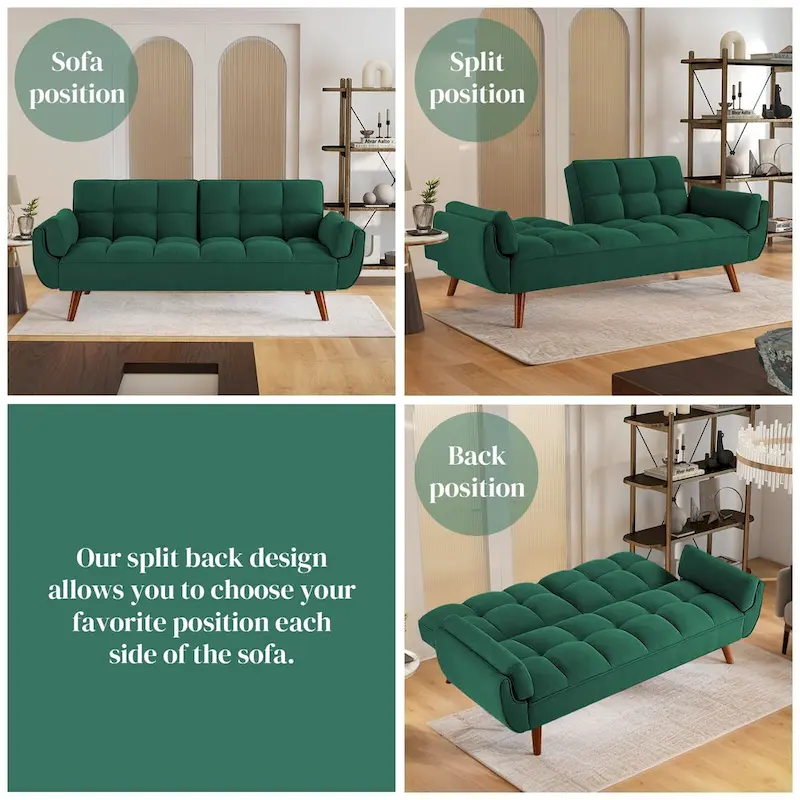 Linen Button-Tufted Loveseat Sofa, Beige/Grey/Black/Green/Yellow, Metal Legs, Seats 2