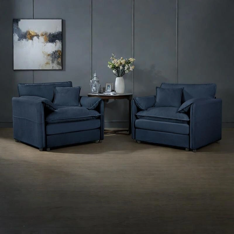 2-Pieces Chenille Accent Sofa Chair Set of 2 with Oversized Armchairs and 29.92 Deep Seats (800lb Capacity)