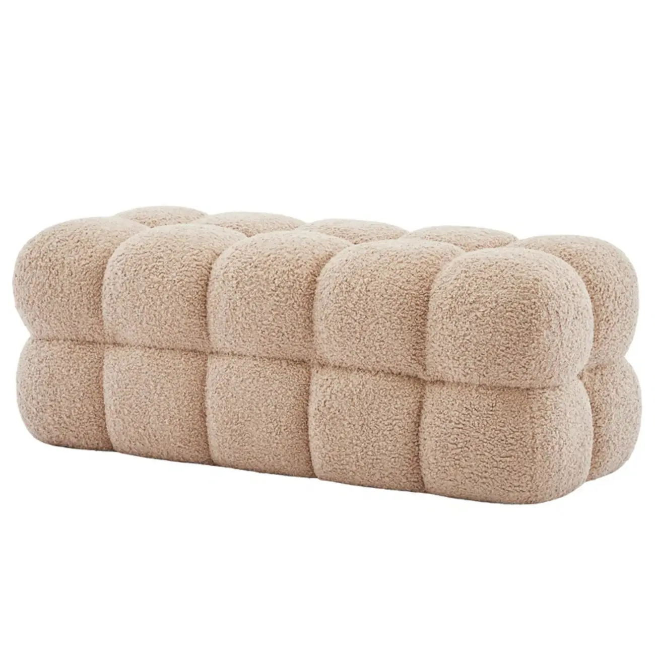 Modern Cloud-Shaped Boucle Upholstered Bedroom Bench