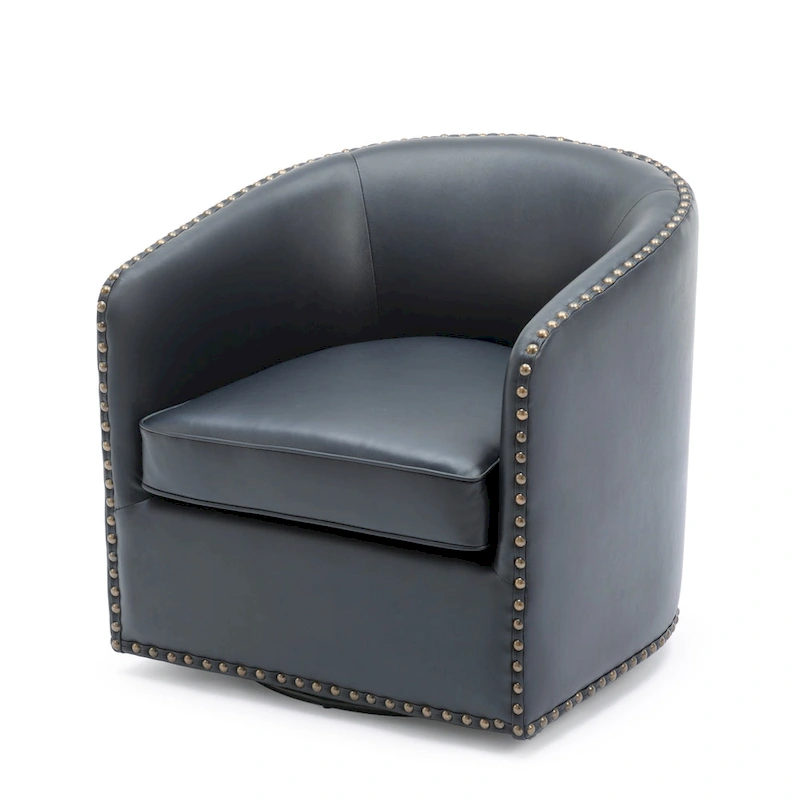 Truman Faux Leather Swivel Arm Chair with Nailhead Trim by Greyson Living