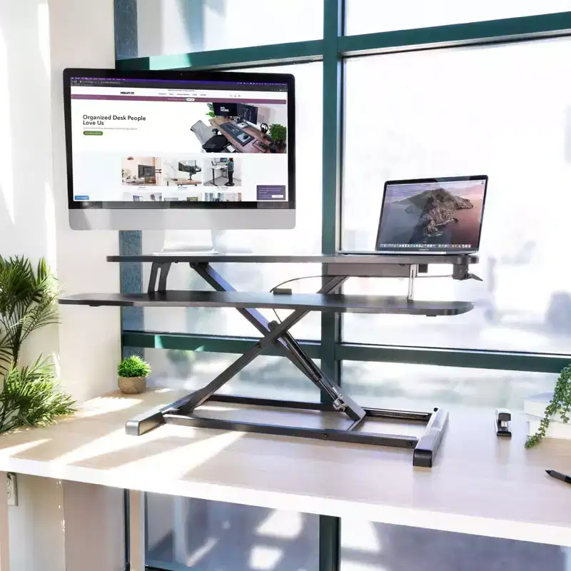 Standing Desk Converter | Height Adjustment from 4.3 to 19.9 | 37 Lbs. Weight Capacity | Black