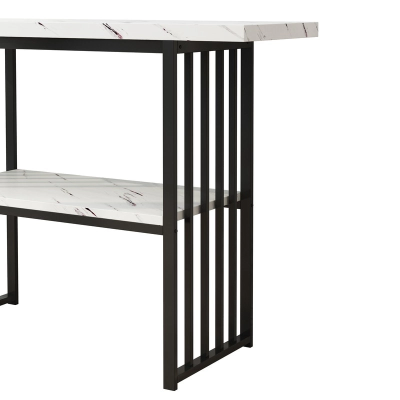 Modern 42-Inch Console/Accent Table with Geometric Metal Legs