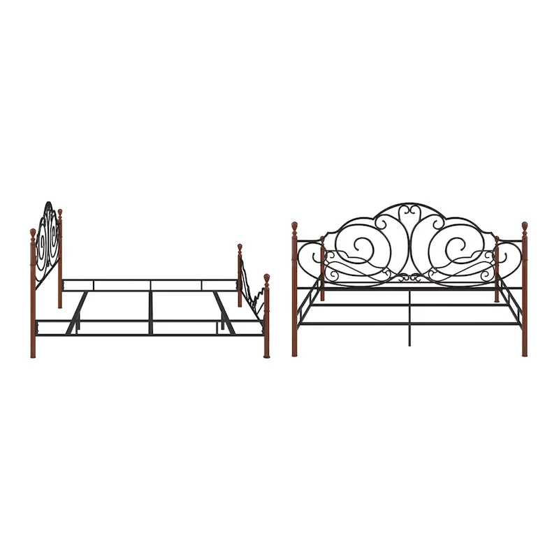 Graceful Scroll Bronze Metal Bed