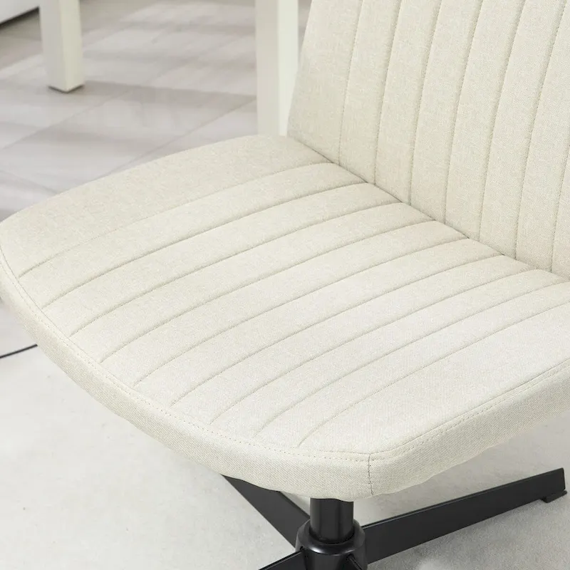 HOMCOM Wide Office Chair, Armless Office Desk Chair, Computer Fabric Vanity Chair with Adjustable Height