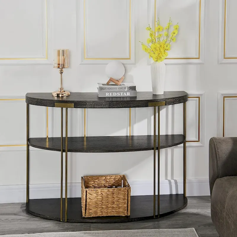 Black 2-Tier Round Coffee Table