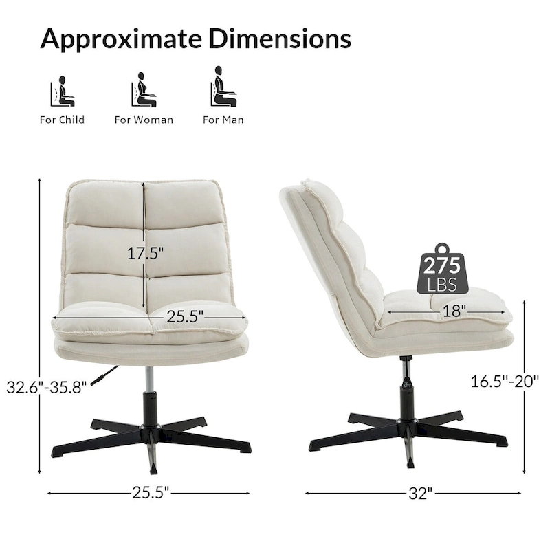 Joaquin Modern Armless 0ffice Chair Tufted 360Swivel With Upholstered by HULALA HOME