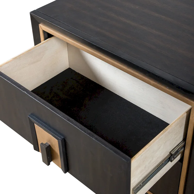 Furniture of America Nyx Modern 2-Drawer Espresso & Gold Nightstand