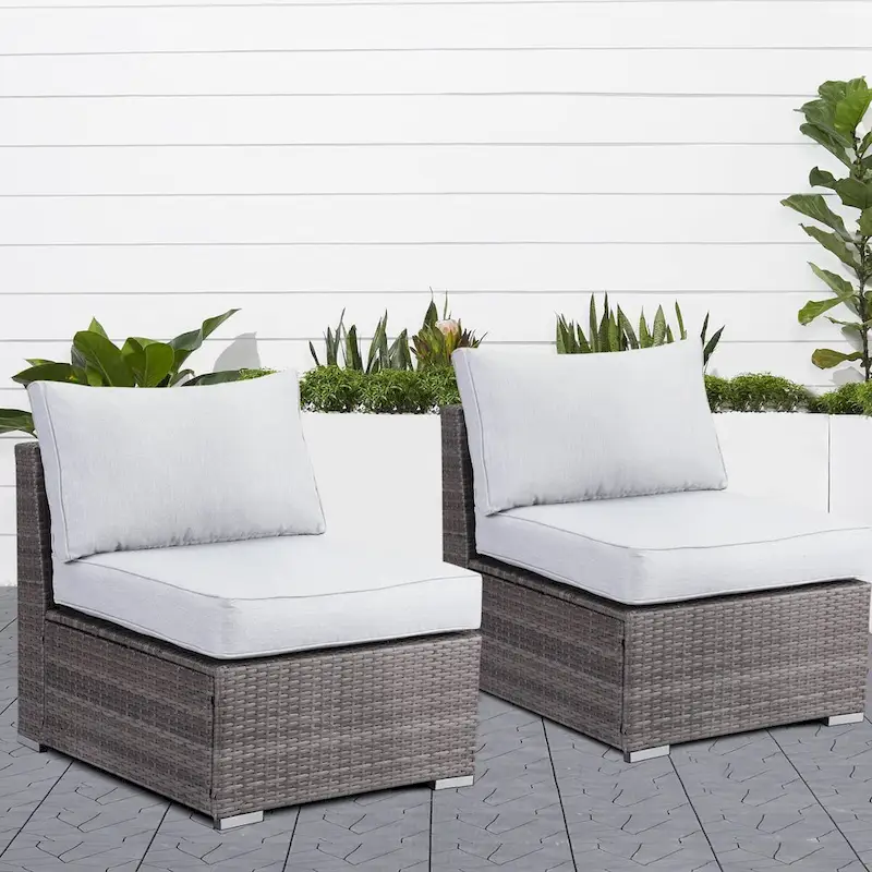 Royalcraft 2 Pieces PE Rattan Wicker Patio Armless Sofas