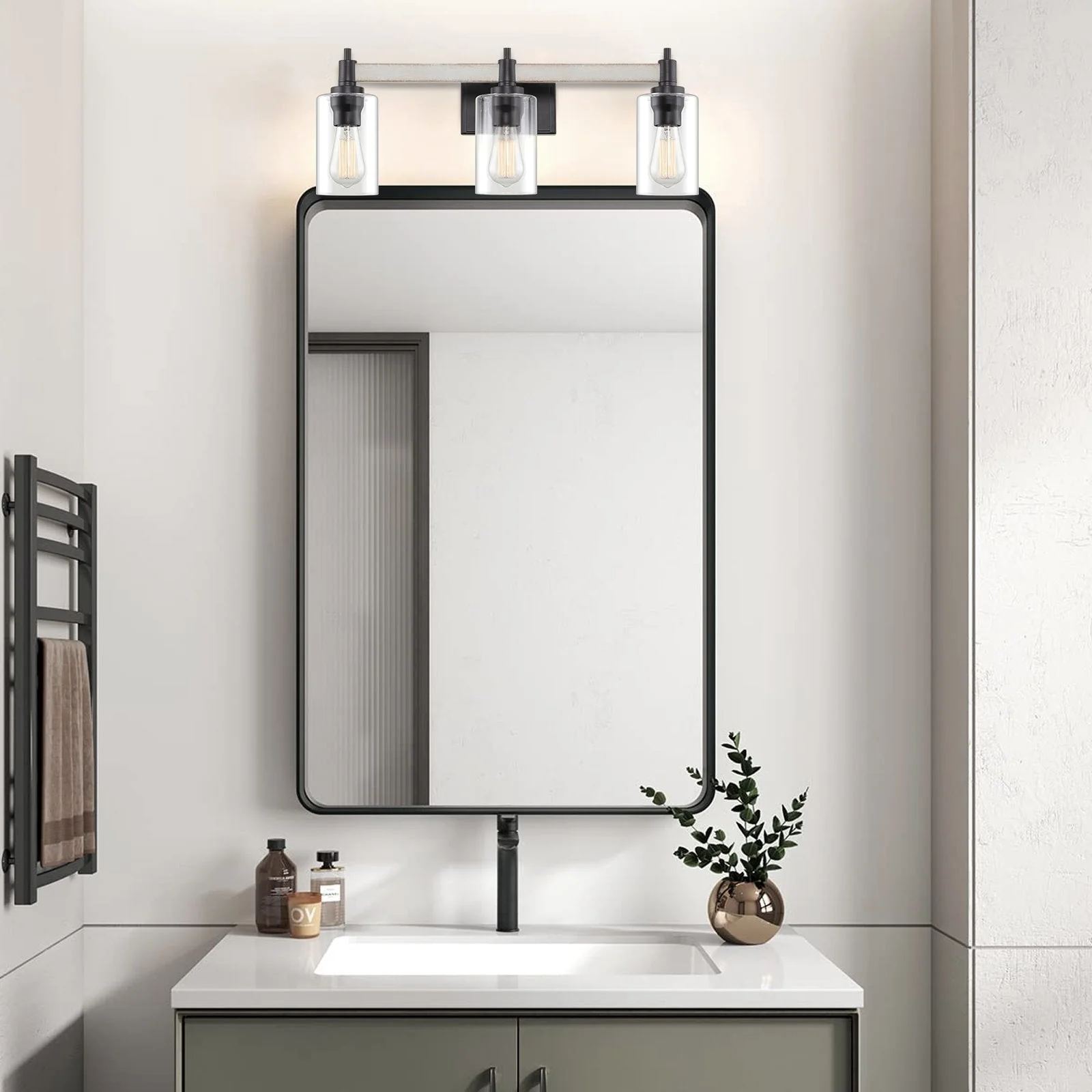 Theo 25 3-Light Modern Farmhouse Vanity / Bathroom Light
