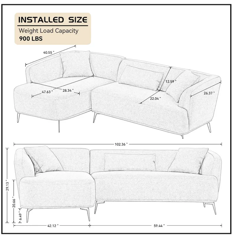 Williamspace 102 L Shape Sectional Sofa Couch
