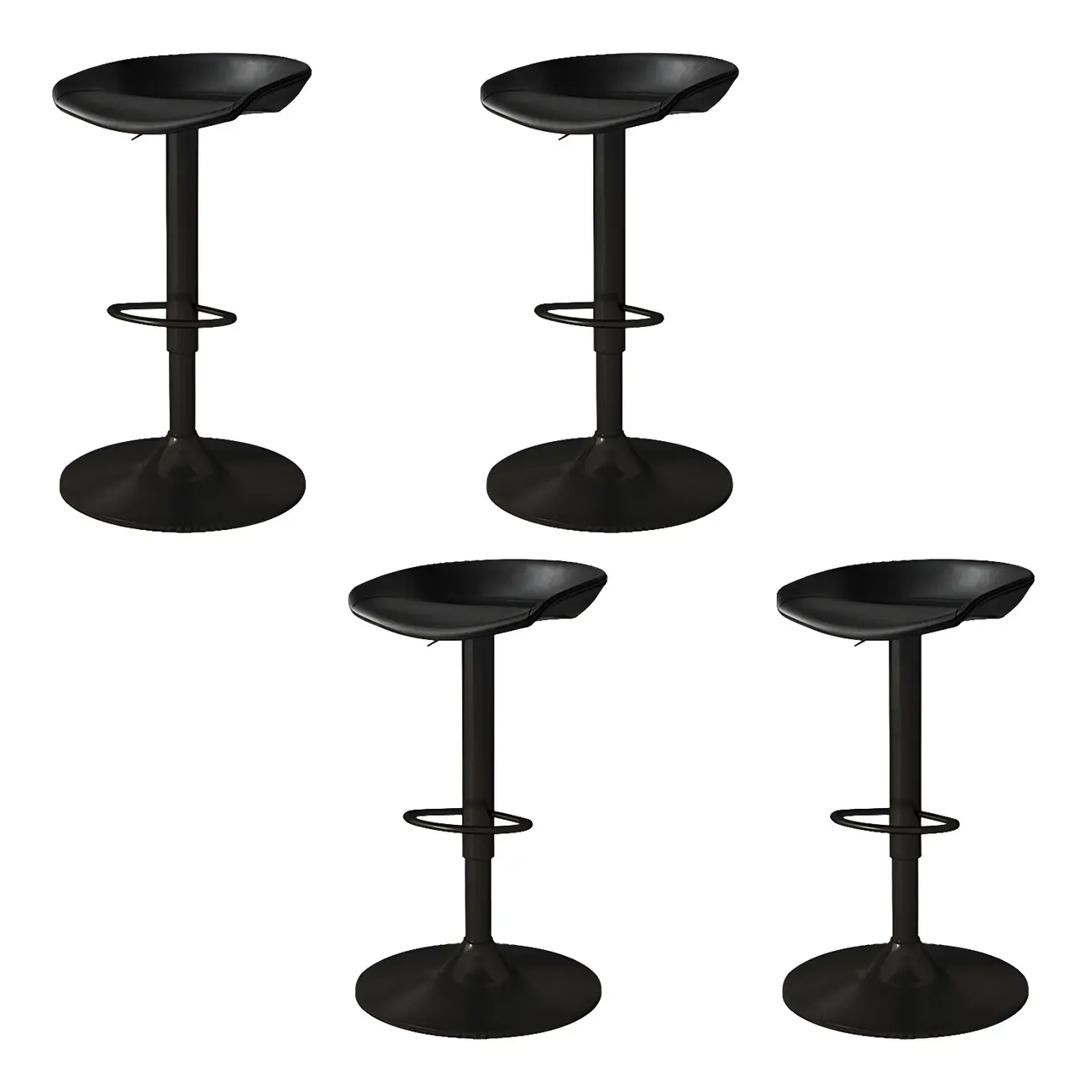 Modern Leather Black Pedestal Swivel Adjustable Bar Stool