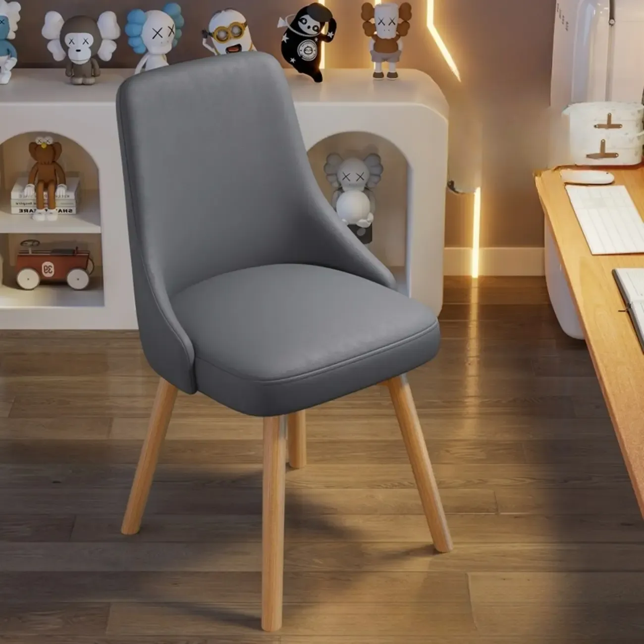 White Fabric Upholstered Solid Back Dining Chair