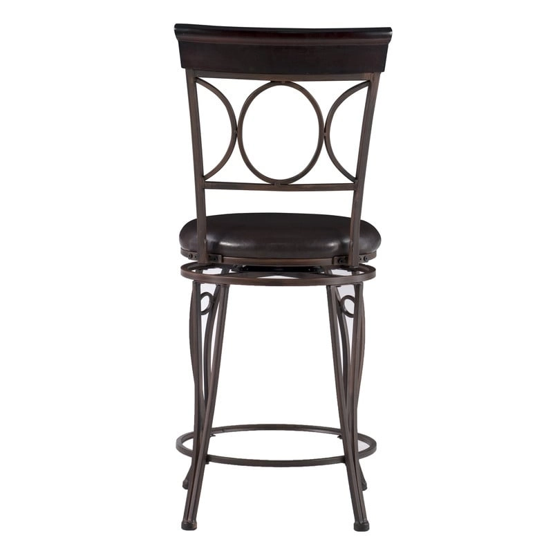 Linon Black Spiral Back Faux Leather Counter Stool