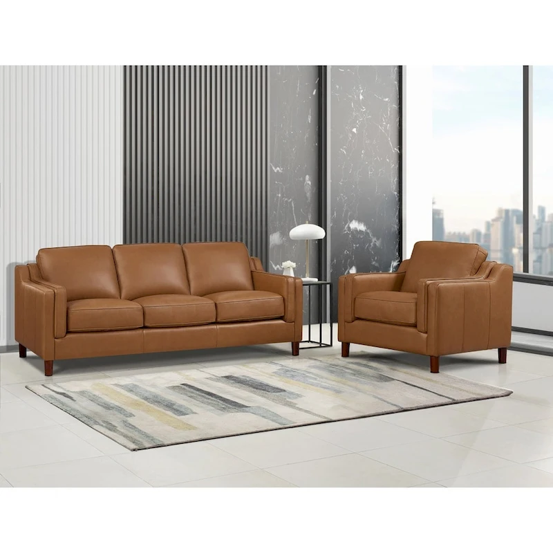 Hydeline Bella Top Grain Leather Sofa Set, Sofa and Chair - Sofa, Chair