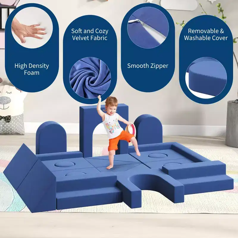 22PCS Kids Modular Play Couch, Climbing and Crawl Foam Play Set, Washable Convertible Foam Climbing Sofa for Playroom, Living Room