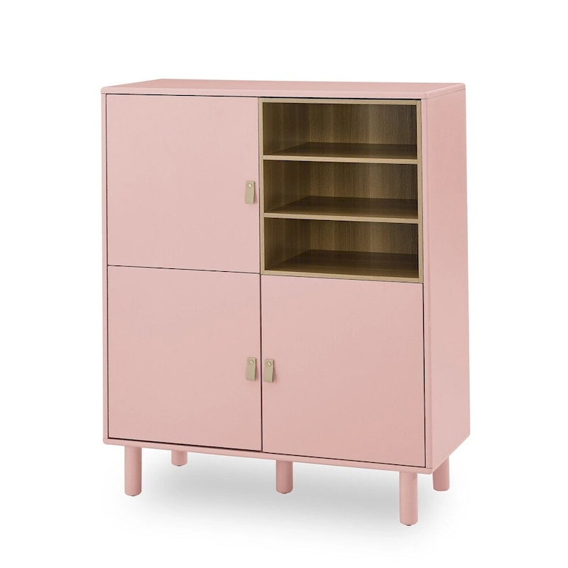 Modern Wood Sideboard Cabinet with Round Legs and Shelf - N/A