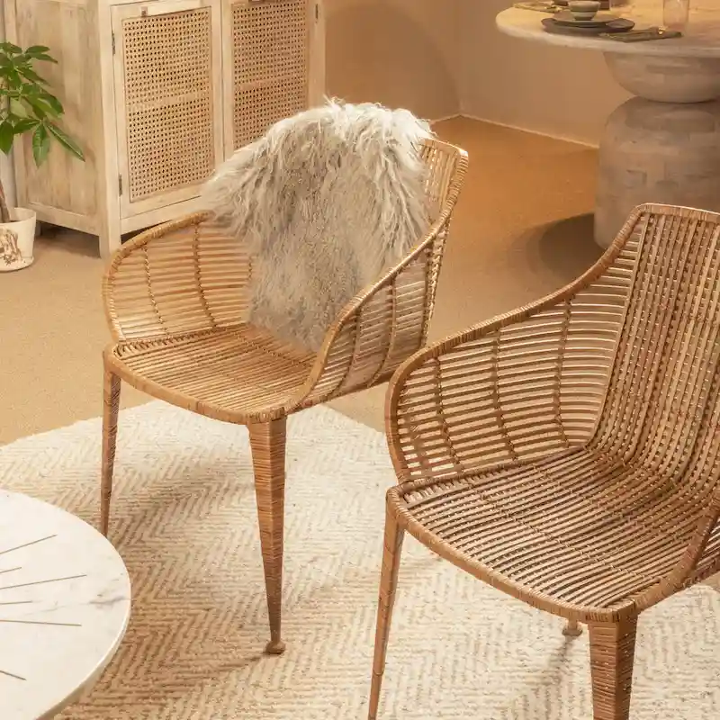 Rattan and Metal Arm Chair