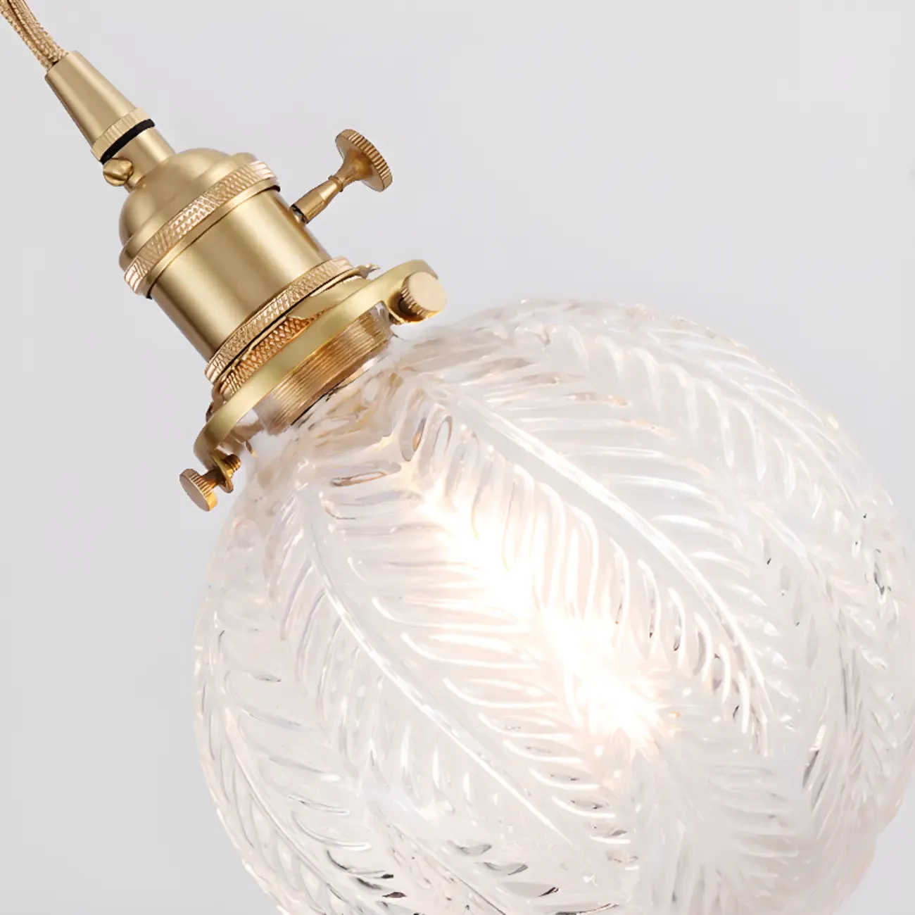 Modern Adjustable Gold Crakle Glass Globe Pendant Light