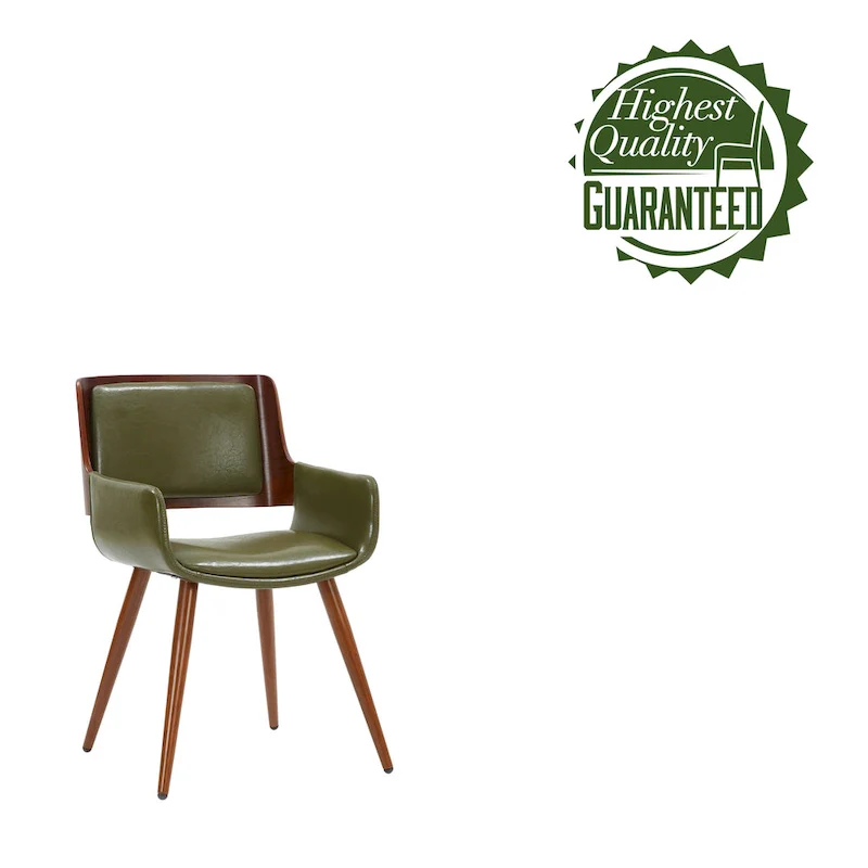 Faux Leather Mid-Century Dining Chair with Metal Legs