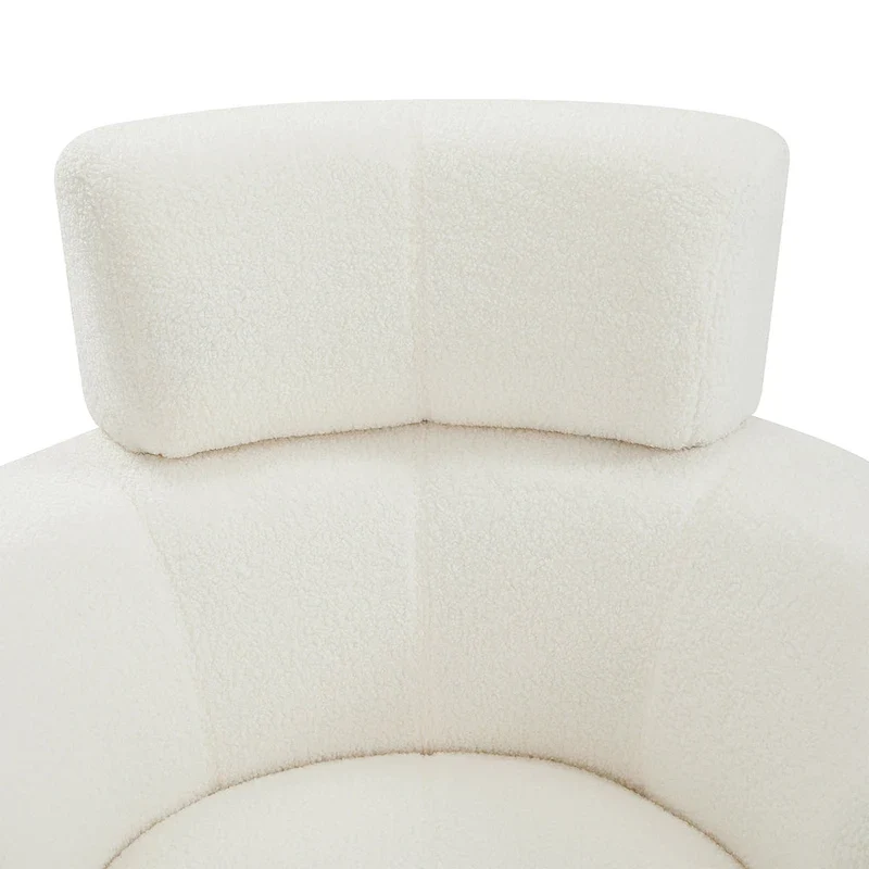 Polyester Barrel Swivel Chair with 360 Rotation, and Adjustable Headrest & Berber Fleece Upholstery - 320lb Capacity